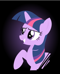 Size: 649x799 | Tagged: safe, artist:wingbeatpony, derpibooru exclusive, imported from derpibooru, twilight sparkle, .svg available, female, grin, lineless, raised hoof, smirk, solo, squee, svg, vector