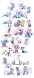 Size: 1400x3212 | Tagged: safe, artist:ctb-36, imported from derpibooru, applejack, cheerilee, coloratura, derpy hooves, fluttershy, pinkie pie, rainbow dash, starlight glimmer, tank, trixie, twilight sparkle, pegasus, pony, zerg, zergling, bucket, bucketdash, cheeribetes, crossover, cute, derpabetes, diatrixes, doodle, doodles, female, mare, minimalist, pinkie pie riding trixie, ponies riding ponies, riding, sketch, sketch dump, starcraft, starcrafts, trixie's cape, trixie's hat, twiabetes