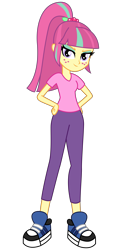 Size: 3200x6000 | Tagged: safe, artist:razethebeast, imported from derpibooru, sour sweet, equestria girls, friendship games, absurd resolution, clothes, female, flash puppet, freckles, looking at you, new outfit, pants, shoes, simple background, sneakers, solo, transparent background, vector