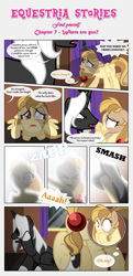 Size: 1919x3965 | Tagged: safe, artist:estories, imported from derpibooru, oc, oc only, oc:alice goldenfeather, oc:möbius, pegasus, pony, unicorn, comic:find yourself, comic, misspelling
