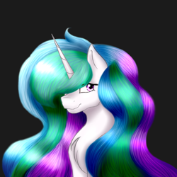 Size: 1000x1000 | Tagged: safe, artist:phoenixnyshes, imported from derpibooru, princess celestia, black background, female, simple background, solo