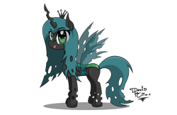 Size: 3400x2200 | Tagged: safe, artist:mcflurrylazermuffin, imported from derpibooru, queen chrysalis, changeling, changeling queen, crown, cute, cutealis, female, jewelry, looking at you, regalia, simple background, smiling, solo, transparent background