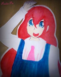 Size: 516x650 | Tagged: safe, artist:fiona2014, imported from derpibooru, pinkie pie, human, female, humanized, solo, traditional art