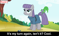 Size: 1600x973 | Tagged: safe, imported from derpibooru, gummy, maud pie, alligator, earth pony, pony, comic:celestia's servant interview, caption, cs captions, female, interview, mare