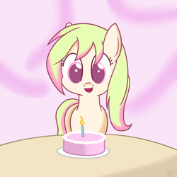 Size: 1200x1200 | Tagged: safe, artist:joey, imported from derpibooru, oc, oc only, oc:love note, earth pony, pony, cake, colored pupils, female, food, mare, solo