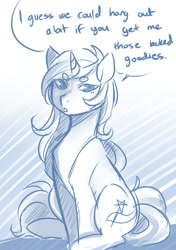 Size: 500x709 | Tagged: safe, artist:mscootaloo, imported from derpibooru, trixie, pony, unicorn, asksketchytrixie, female, mare, monochrome, solo