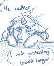 Size: 500x609 | Tagged: safe, artist:mscootaloo, imported from derpibooru, trixie, pony, unicorn, asksketchytrixie, female, mare, monochrome, sad, solo