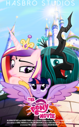 Size: 1600x2560 | Tagged: safe, artist:mylittlebroniede, imported from derpibooru, princess cadance, queen chrysalis, twilight sparkle, alicorn, pony, female, mare, movie poster, my little pony logo, poster, twilight sparkle (alicorn)