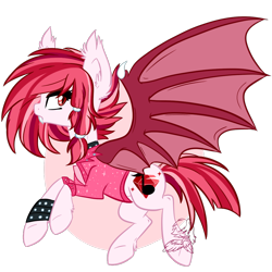 Size: 1000x1000 | Tagged: safe, artist:rarityforever, imported from derpibooru, oc, oc only, oc:ruby dust, bat pony, pony, bracelet, choker, clothes, leather jacket, solo, spiked choker, spiked wristband