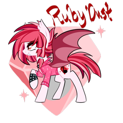 Size: 1000x1000 | Tagged: safe, artist:rarityforever, imported from derpibooru, oc, oc only, oc:ruby dust, bat pony, pony, bracelet, choker, clothes, leather jacket, solo, spiked choker, spiked wristband