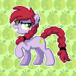 Size: 800x808 | Tagged: safe, artist:wingedwolf94, imported from derpibooru, oc, oc only, oc:crab apple, braid, braided tail, pixel art, raised hoof, solo