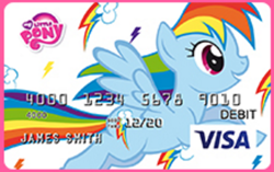Size: 353x222 | Tagged: safe, imported from derpibooru, rainbow dash, debit card, horse news, stock vector, visa