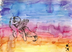 Size: 1584x1136 | Tagged: safe, artist:mufflinka, imported from derpibooru, derpy hooves, pegasus, pony, female, mare, solo, traditional art