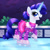 Size: 1020x1030 | Tagged: safe, artist:joakaha, imported from derpibooru, rarity, the gift of the maud pie, 2016, alternate hairstyle, clothes, dress, female, glowing horn, ice, ice rink, ice skates, ice skating, manehattan, night, open mouth, scene interpretation, signature, solo, sparkling