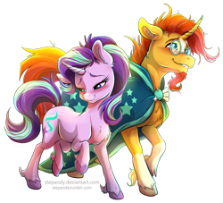 Size: 900x817 | Tagged: safe, artist:stepandy, imported from derpibooru, starlight glimmer, sunburst, pony, unicorn, the crystalling, bedroom eyes, blushing, curved horn, cute, female, floppy ears, fluffy, glimmerbetes, grin, lip bite, looking away, male, mare, raised hoof, realistic horse legs, shipping, shy, simple background, smiling, stallion, starburst, straight, sunbetes, transparent background, unshorn fetlocks, weapons-grade cute