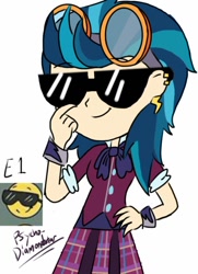 Size: 600x829 | Tagged: safe, artist:psychodiamondstar, imported from derpibooru, indigo zap, equestria girls, friendship games, emoji, female, glasses, reference, solo