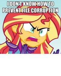 Size: 484x600 | Tagged: safe, edit, edited screencap, imported from derpibooru, screencap, sunset shimmer, equestria girls, friendship games, angry, caption, exploitable meme, female, image macro, meme, solo, sunset is not willing to learn