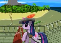 Size: 2480x1754 | Tagged: safe, artist:megatj, imported from derpibooru, twilight sparkle, cannon, female, hilarious in hindsight, island, pirate, ship, solo