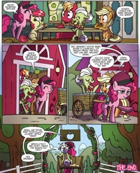 Size: 1346x1665 | Tagged: safe, artist:agnesgarbowska, idw, imported from derpibooru, apple bloom, applejack, big macintosh, granny smith, pinkie pie, earth pony, pony, spoiler:comic, spoiler:comicff27, anatomically incorrect, male, stallion