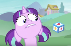 Size: 604x394 | Tagged: safe, imported from derpibooru, screencap, starlight glimmer, the crystalling, floppy ears, intense stare