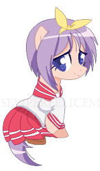 Size: 259x442 | Tagged: safe, artist:semperfelicem, imported from derpibooru, anime, cute, hiiragi tsukasa, lucky star, ponified, watermark