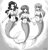 Size: 1500x1575 | Tagged: safe, artist:johnjoseco, imported from derpibooru, rarity, human, mermaid, ariel, belly button, big breasts, breasts, busty rarity, cleavage, crossover, disney, female, grayscale, humanized, mermaidized, mermarity, midriff, misty, misty (pokémon), monochrome, pokémon, seashell, the little mermaid