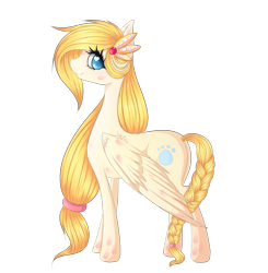 Size: 1280x1307 | Tagged: safe, artist:fluffymaiden, imported from derpibooru, oc, oc only, oc:cherry syrup, pegasus, pony, braid, braided tail, hair accessory, hair tie, long mane, solo