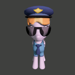Size: 562x562 | Tagged: safe, artist:fillerartist, imported from derpibooru, copper top, earth pony, pony, 3d, animated, blender, butt, clothes, cuffs, female, necktie, plot, police hat, police pony, rotation, shirt, solo, sunglasses