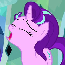 Size: 721x720 | Tagged: safe, imported from derpibooru, screencap, starlight glimmer, pony, the crystalling, cropped, eyes closed, female, invisible stallion, solo