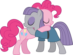 Size: 3469x2631 | Tagged: safe, artist:cloudy glow, artist:cloudyglow, imported from derpibooru, maud pie, pinkie pie, pony, the gift of the maud pie, .ai available, cute, duo, eyes closed, hug, maudabetes, simple background, transparent background, vector