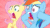 Size: 640x360 | Tagged: safe, edit, edited screencap, imported from derpibooru, screencap, fluttershy, rainbow dash, trade ya, animated, content-aware scale, female, screaming, wat