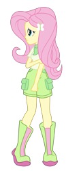 Size: 1553x4000 | Tagged: safe, artist:discorded-joker, imported from derpibooru, fluttershy, equestria girls, absurd resolution, bandana, boots, clothes, female, shorts, simple background, solo, transparent background