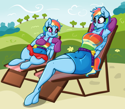 Size: 4000x3500 | Tagged: safe, artist:slavedemorto, imported from derpibooru, rainbow dash, anthro, unguligrade anthro, art pack:anthroponydox, anthro ponidox, armpits, breasts, busty rainbow dash, clothes, dress, female, matching outfits, self ponidox, wide hips