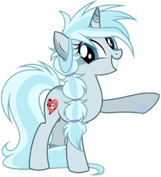 Size: 3262x3596 | Tagged: safe, artist:cayfie, imported from derpibooru, oc, oc only, oc:frozen diamond, pony, unicorn, ear piercing, earring, looking at you, piercing, pointing, raised hoof, smiling, snowflake, solo