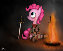 Size: 1000x805 | Tagged: safe, artist:dennismadden, imported from derpibooru, pinkie pie, earth pony, pony, dark souls, female, mare, solo, sword, weapon