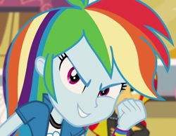 Size: 930x720 | Tagged: safe, imported from derpibooru, screencap, rainbow dash, sunset shimmer, equestria girls, rainbow rocks, cropped, crossed arms, duo, duo female, evil grin, female, fist, grin, smiling, smirk, solo focus