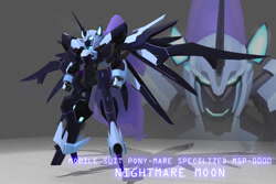 Size: 1024x683 | Tagged: safe, artist:operationmank, imported from derpibooru, nightmare moon, 3d, 3d model, female, gundam, mecha, mobile suit gundam, solo