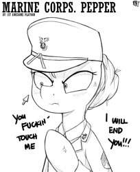 Size: 800x980 | Tagged: safe, artist:frankier77, imported from derpibooru, oc, oc only, oc:pepper (marine corps), 1st awesome platoon, cursor, solo, vulgar