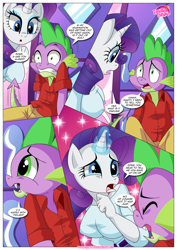 Size: 1200x1696 | Tagged: safe, artist:bbmbbf, imported from derpibooru, rarity, spike, anthro, comic:how to discipline your dragon, equestria untamed, big breasts, breasts, busty rarity, comic, crying, female, older, older spike, palcomix, teenage spike, teenager