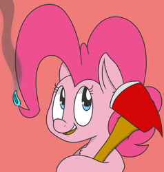 Size: 950x1000 | Tagged: safe, artist:pink-dooples, imported from derpibooru, pinkie pie, axe, female, pinkie pyro, solo