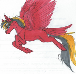 Size: 1020x997 | Tagged: safe, artist:sunny way, imported from derpibooru, oc, oc only, oc:twotail, horse, pegasus, pony, colored, feather, female, flying, mare, marker drawing, rcf community, simple background, sketch, solo, traditional art, white background, wings
