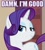 Size: 500x550 | Tagged: safe, edit, edited screencap, imported from derpibooru, screencap, rarity, the gift of the maud pie, bedroom eyes, caption, confident, female, happy, image macro, looking at you, meme, reaction image, smiling, smug, solo