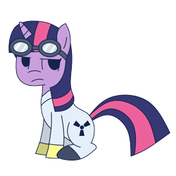 Size: 1000x1000 | Tagged: safe, artist:thepiday, derpibooru exclusive, imported from derpibooru, twilight sparkle, pony, back to the future, dr emmett brown, female, radiation suit, simple background, solo, transparent background