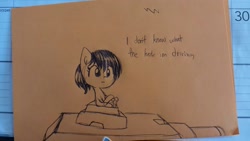 Size: 1280x720 | Tagged: safe, artist:tjpones, imported from derpibooru, oc, oc only, pony, black and white, grayscale, monochrome, solo, tank (vehicle), traditional art