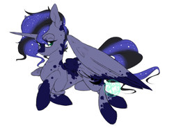 Size: 2859x2121 | Tagged: safe, artist:farewelldecency, imported from derpibooru, oc, oc only, alicorn, hybrid, pony, zebra, zebra alicorn, zony, alicorn oc, magical lesbian spawn, offspring, parent:princess luna, parent:zecora, parents:lunacora, solo