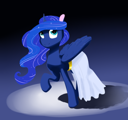 Size: 2597x2436 | Tagged: safe, artist:striar, imported from derpibooru, princess luna, clothes, female, raised hoof, skirt, solo