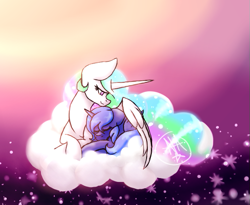 Size: 585x480 | Tagged: safe, artist:nova-artist, imported from derpibooru, princess celestia, princess luna, cloud, eyes closed, hug, prone, s1 luna, sleeping, winghug