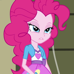 Size: 720x720 | Tagged: safe, imported from derpibooru, screencap, pinkie pie, equestria girls, cropped, female, lip bite, solo