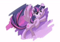 Size: 7016x4961 | Tagged: safe, artist:hananpacha, imported from derpibooru, twilight sparkle, alicorn, pony, absurd resolution, female, mare, rearing, solo, spread wings, twilight sparkle (alicorn)