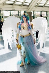 Size: 640x960 | Tagged: safe, artist:annalynncosplay, imported from derpibooru, princess celestia, human, cleavage, clothes, cosplay, costume, female, irl, irl human, photo, solo